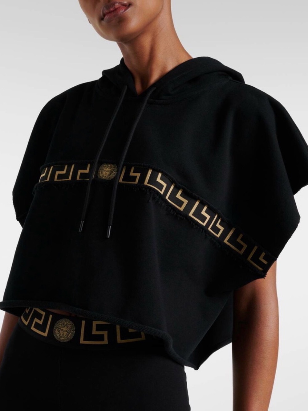 Versace Greco Boarder Cropped Hoodie